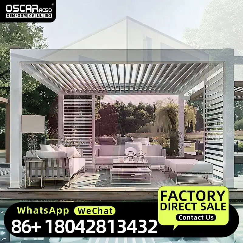 Motorized Louvered Sun Shade Kit for Balcony and Garden Eco Friendly Outdoor Shelter with Adjustable Feature and Smart Design Su