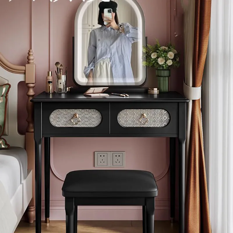 Mobile Storage Dressing Table Essentials Stool Texture Chair Dressing Table Luxury Wood Penteadeira Para Quarto Furniture