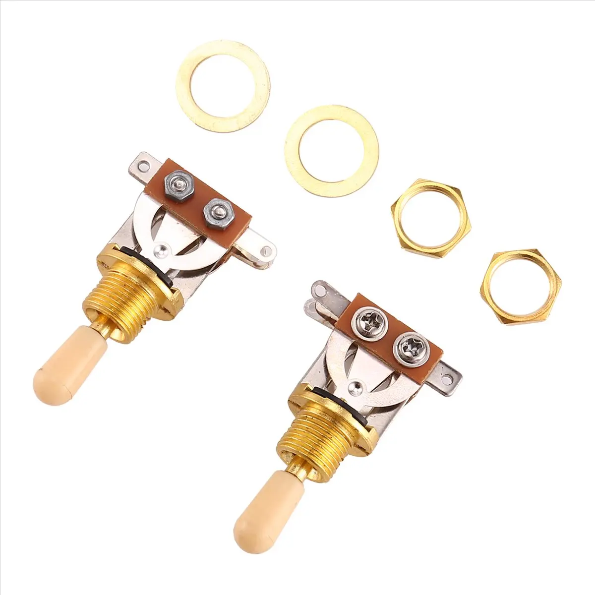AA241 Superior Metric 3 Way Short Straight Guitar Toggle Switch Pickup For Electric Guitar,Gold & beige(Pack Of 2)