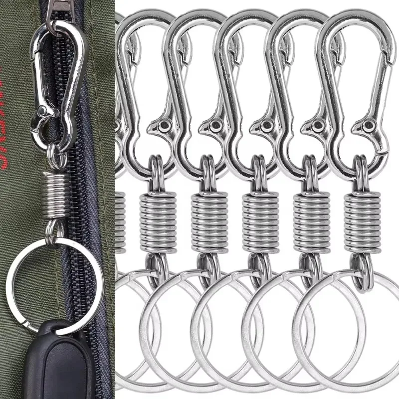 1-20pcs Climbing Hook Keychain Spring Alloy Carabiner Anti Lost Buckle Keyring Metal Men Car Bag Accessories Lightweight Keyring