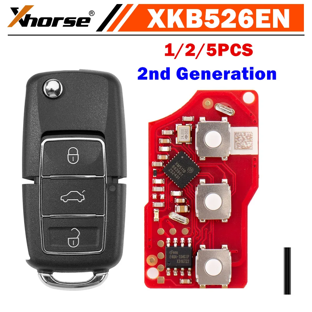 

1/5 Pieces XHORSE XKB526EN B5 (Folding 3 buttons - Black) Second Generation Universal Remote Key