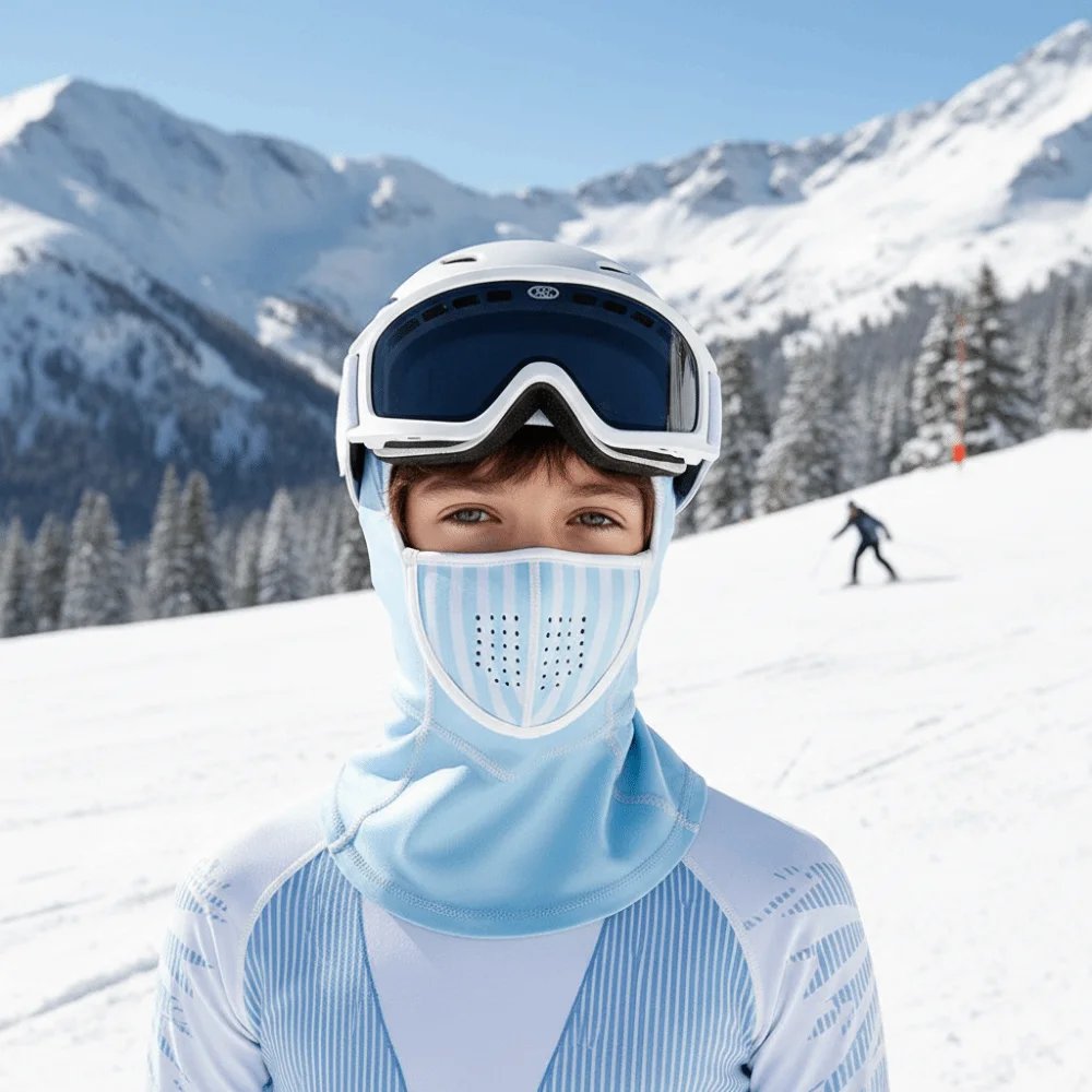 قناع وجه شتوي سميك من الصوف المغناطيسي للتزلج بالاكلافا مقاوم للرياح ومقاوم للبرد ومبطن بالصوف وغطاء رأس دافئ قابل للتنفس