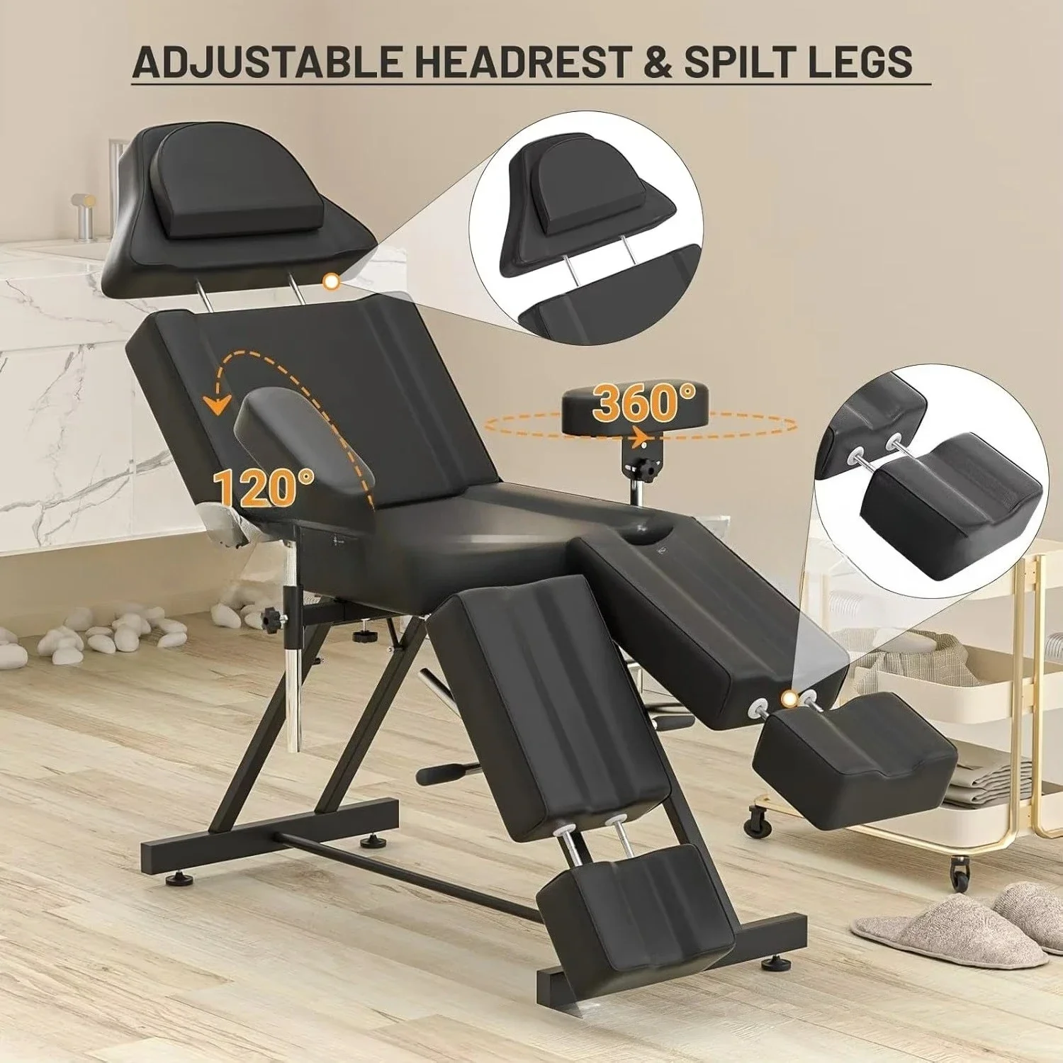 접이식 마사지 의자 전동 살롱 테이블 미용 스트레처 인조 가죽 타투 가구 속눈썹 연장용 카미야스