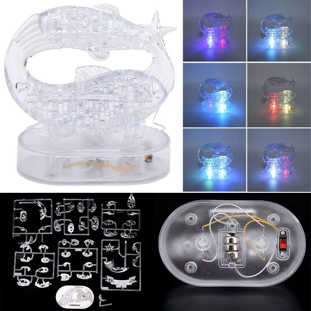 Pisces Crystal Puzzle Jigsaw With LED Light Three-Dimensional DIY Crystal Puzzle DIY Assembly Glow in The Dark