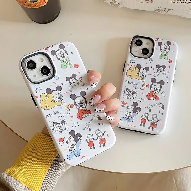 Cartoon Disney Mickey Minnie Mouse Silicone Case For Apple iPhone 11 12 13 14 15 Pro Max Cute Shockproof Protection Back Cover