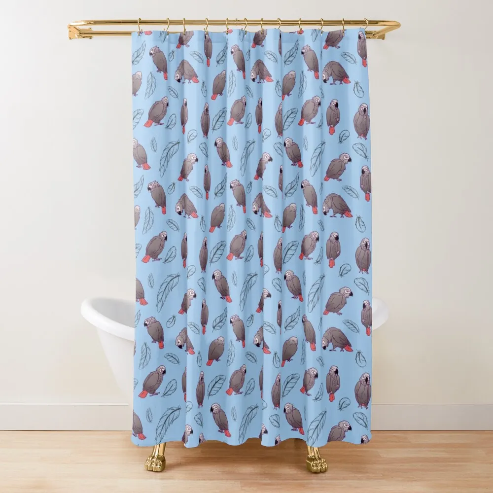 

African Grey Parrot and Feather Shower Curtain Bathroom Box Modern Bathroom Accessories Shower For Bathroom For Shower Curtain