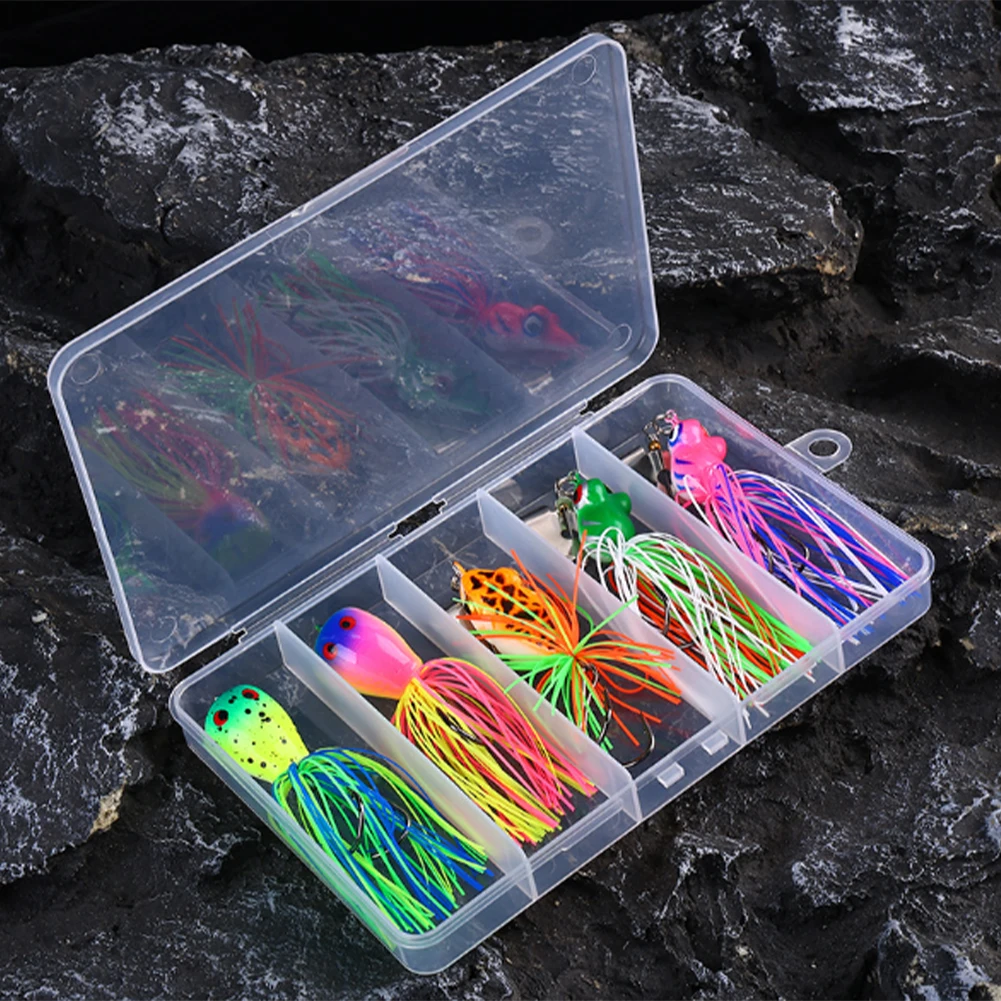 5pcs/set Frog Fishing Lure With Box 10/9/8.2cm Walk Frog Wobbler Fake Fishing Lure Modified Hard Frog Bass Pike Fishing Tackles