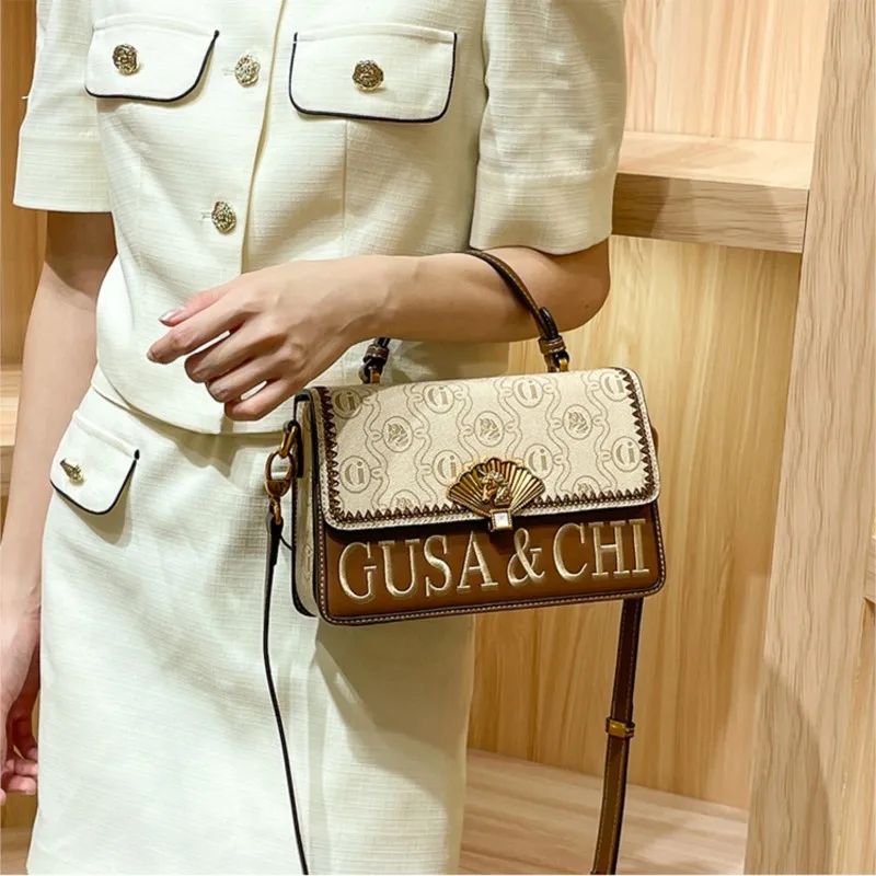 Light Luxury Brand Genuine Leather Women\'s Bag 2023 New Fashion Printing Designer Square Bag Advanced One Shoulder Crossbody Bag