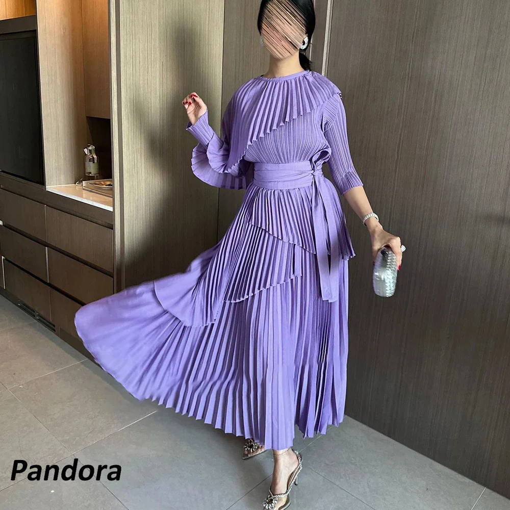 Pandora A-Line O-Neck Prom Dress Ankle Length With Pleated Evening Summer Elegant Party Dress For Women 2024