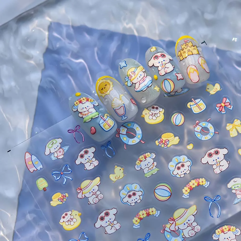 Conch Star Ocean Nail Stickers Sea Jellyfish Starfish Jelly Ocean Nail Decals Nail Accessories Shiny Glass Dolphin