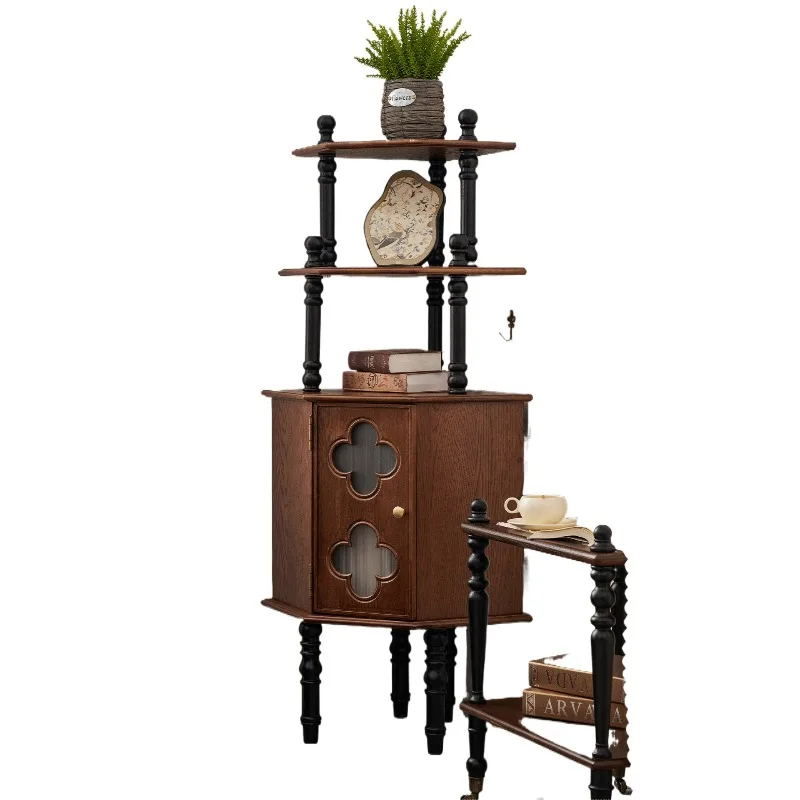 

Французский антикварный угловой шкаф из чистого массива дерева для гостиной, треугольный, в американском ретро-стиле, пристенный.