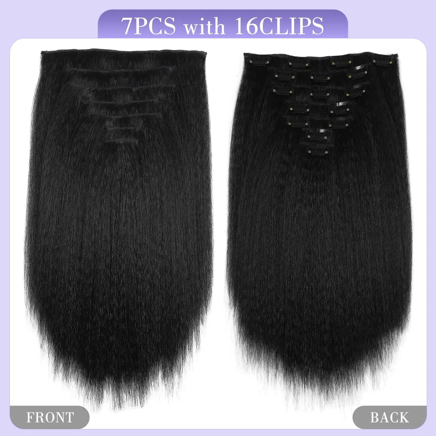 12-26 Inches Synthetic wigs 7 Pieces Yaki Kinky Straight Clip In Hair Extensions Black Hair For Black Women Lady Daily Party Use