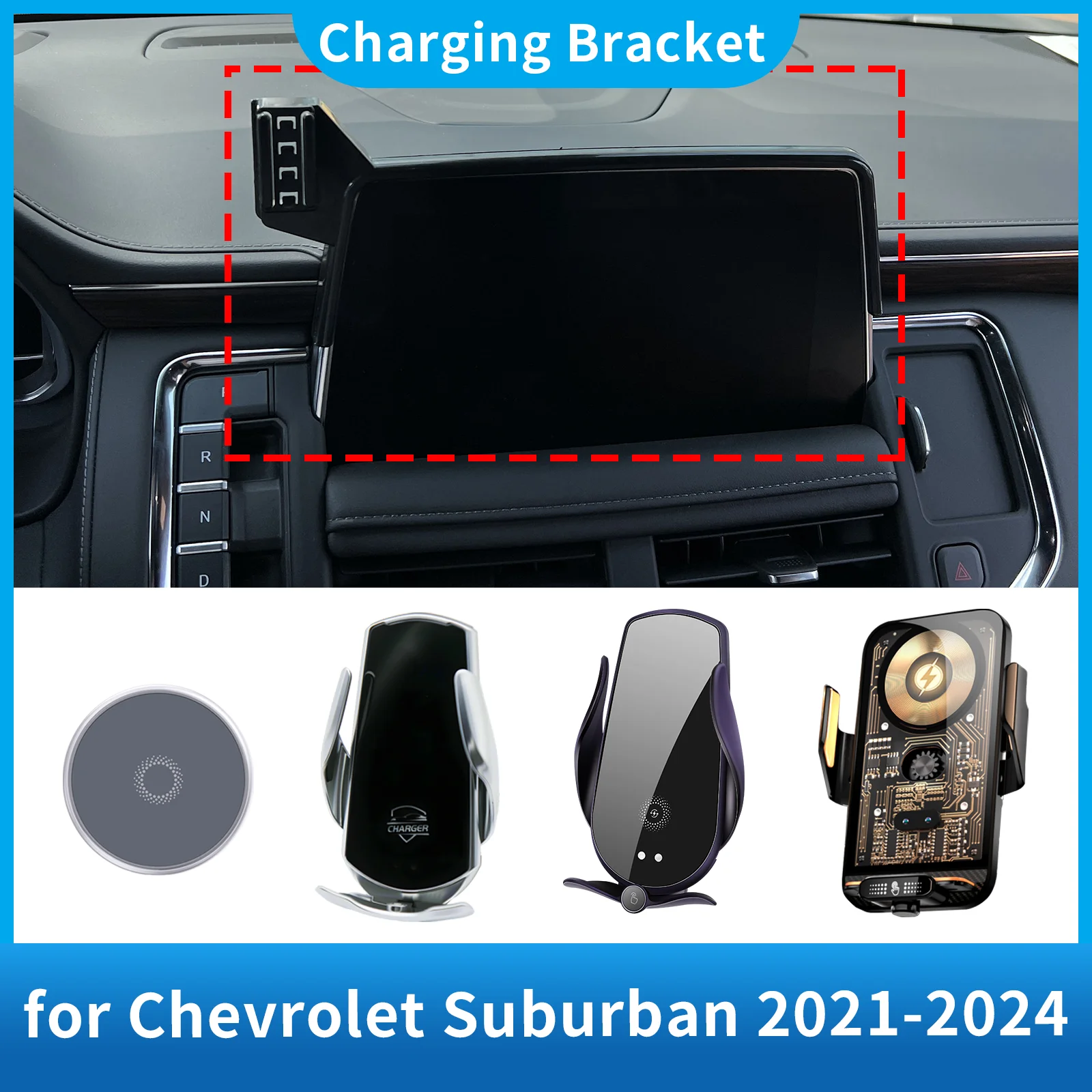 

Car Phone Holder Charging for Chevrolet Suburban 2021-2024 Screen Navigation GPS Bracket Base Accessories Charging