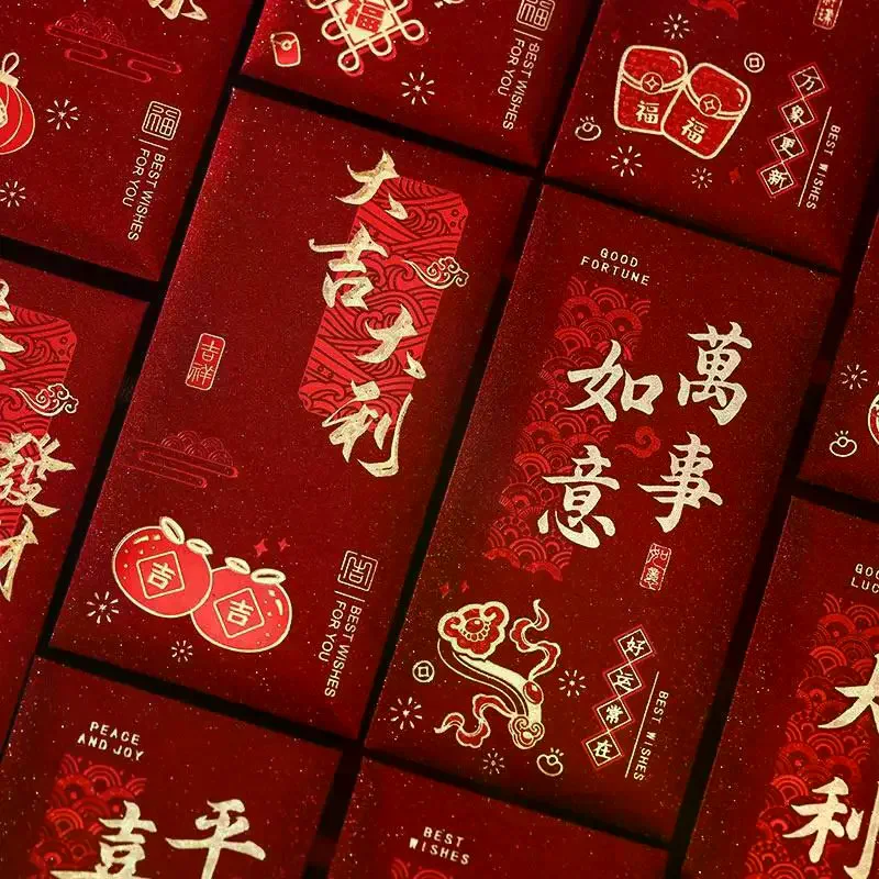

6 шт. горячее золото 2026 год лошади красный конверт утолщенная твердая бумага конверты для денег Хунбао китайский новогодний конверт