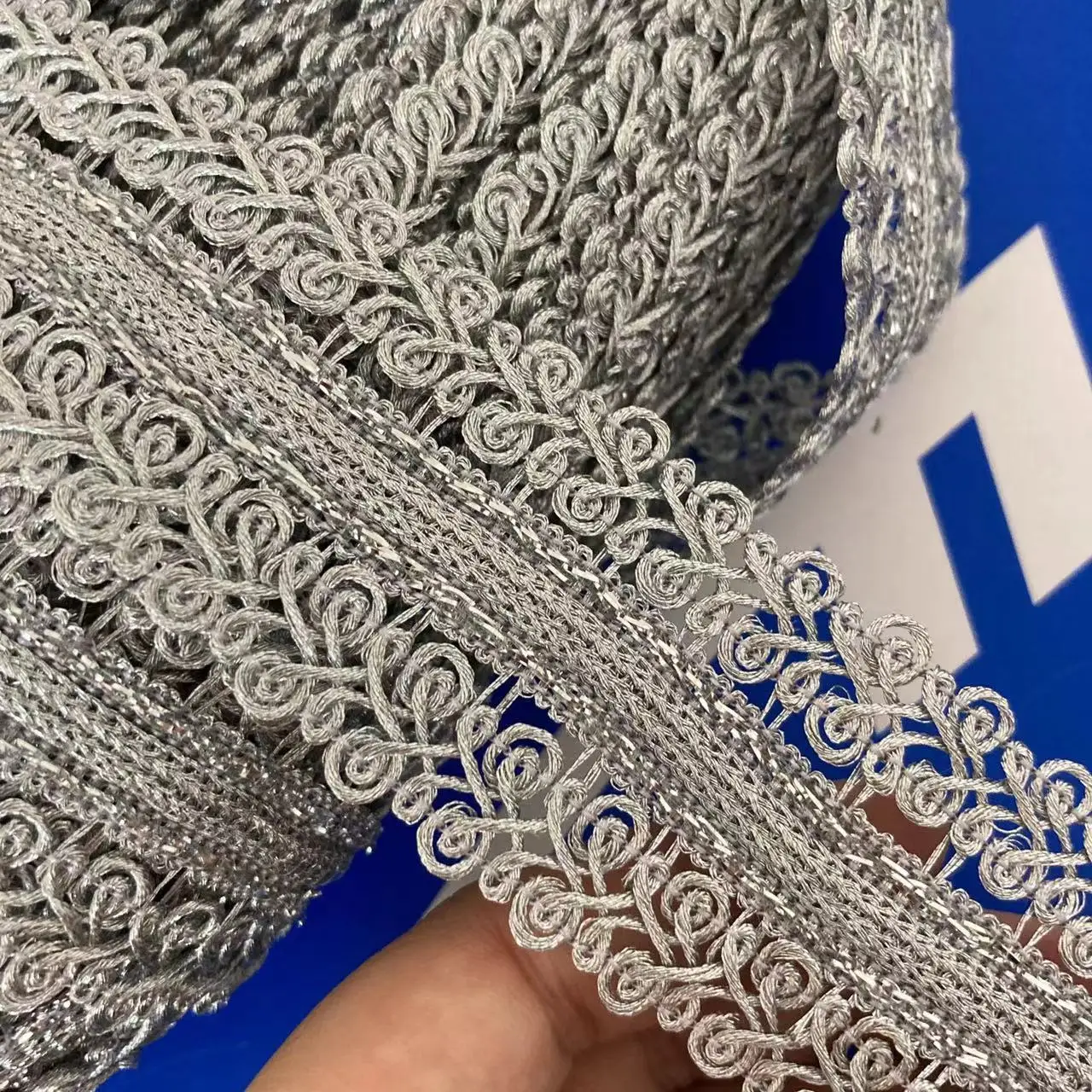 1 Yard 4.2cm Silver Lace Trim Ribbon Gold Thread Webbing Ethnic Style Clothing Embroidery Sequin Fabric Jacquard Accessories New