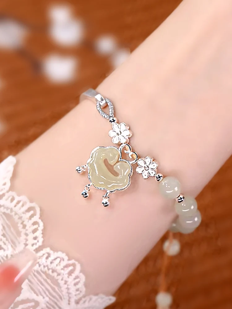 Натуральный нефрит Hetian, полубраслет с замком безопасности s925, серебряный тканый легкий роскошный нишевый браслет, женский регулируемый