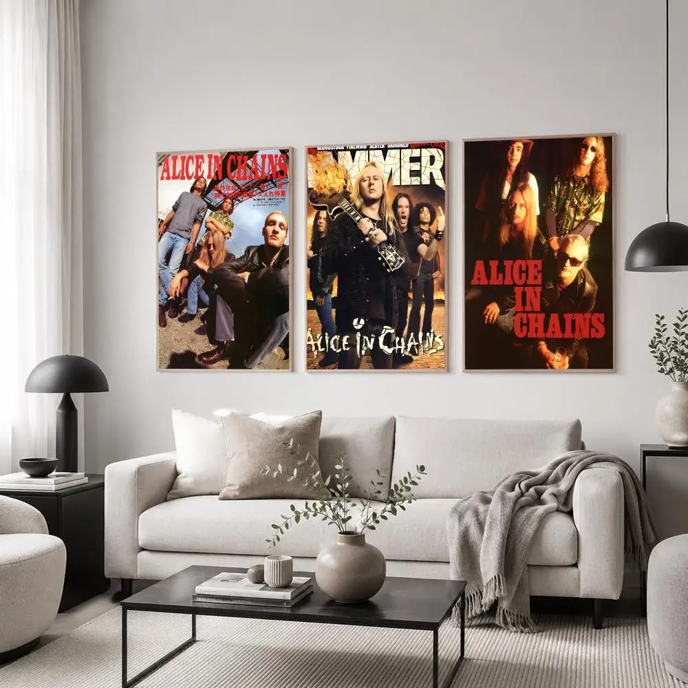 Band Alice in Chains Poster Classic Poster HD Art Sticky Wall Waterproof Home Living Room Bedroom  Aesthetic Decoration