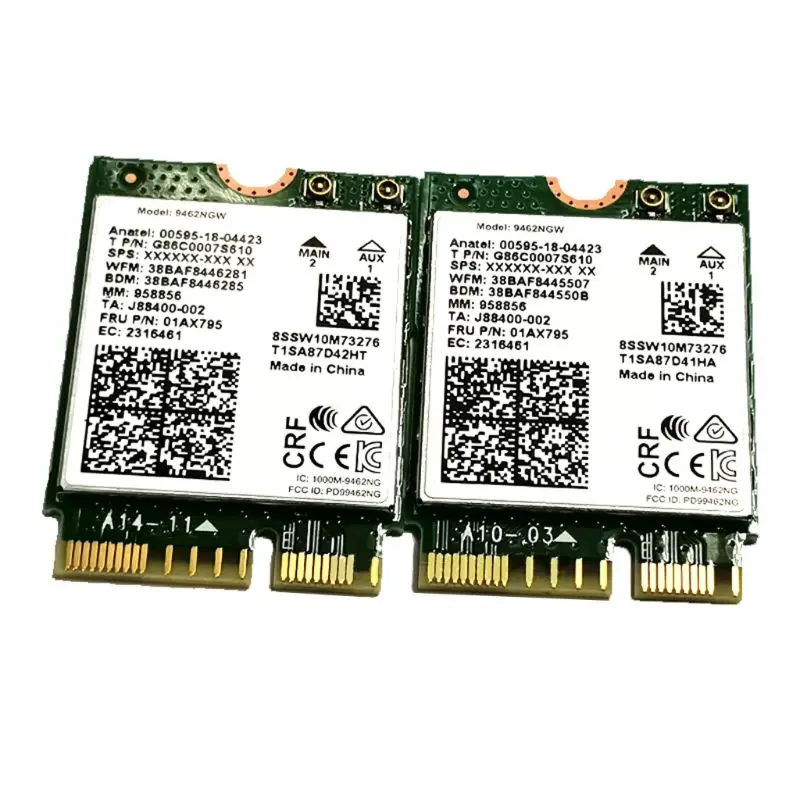 Adaptador de tarjeta Wifi de doble banda AC inalámbrico para Intel 9462NGW CNVI NGFF para M.2 para Key E con Bluetooth 5,0 para