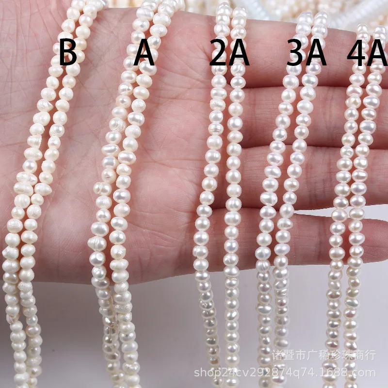 

wholesale real freshwater pearl 3.5-4mm potato shape near round bead pearls for jewellery making