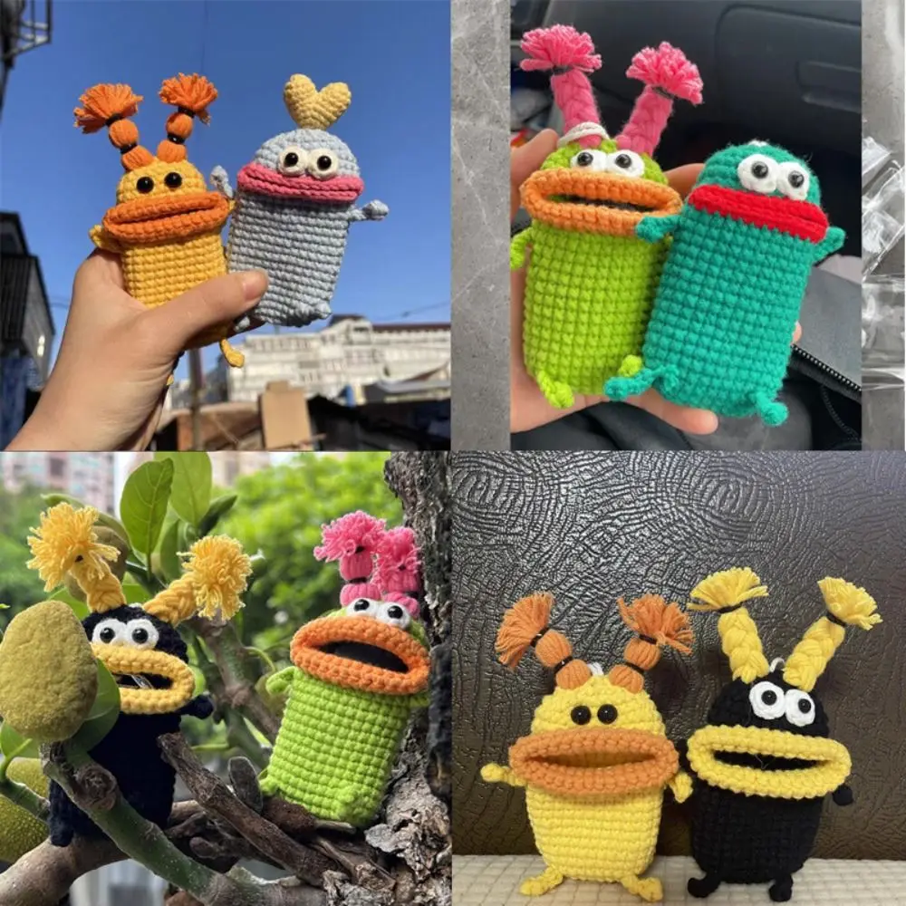 Cover Car Key Clothes Women Key Chain Knitting Key Case Sausage Mouth Key Bag Big Mouth  Key Pendant Hand Woven Wool Key Bag