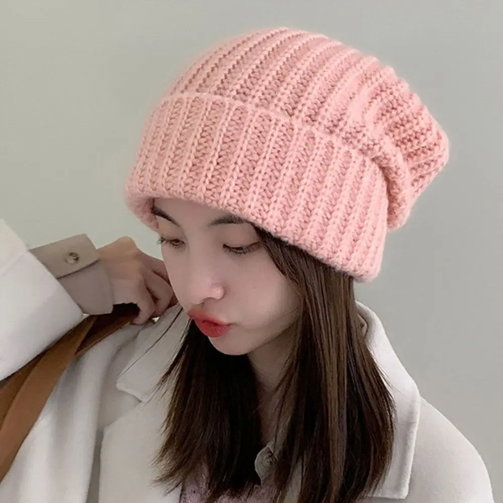 5 Colors Ladies Casual Cap Solid Cute Female Beanie Caps Warmer Bonnet Winter Autumn Hats Knitted Beanies