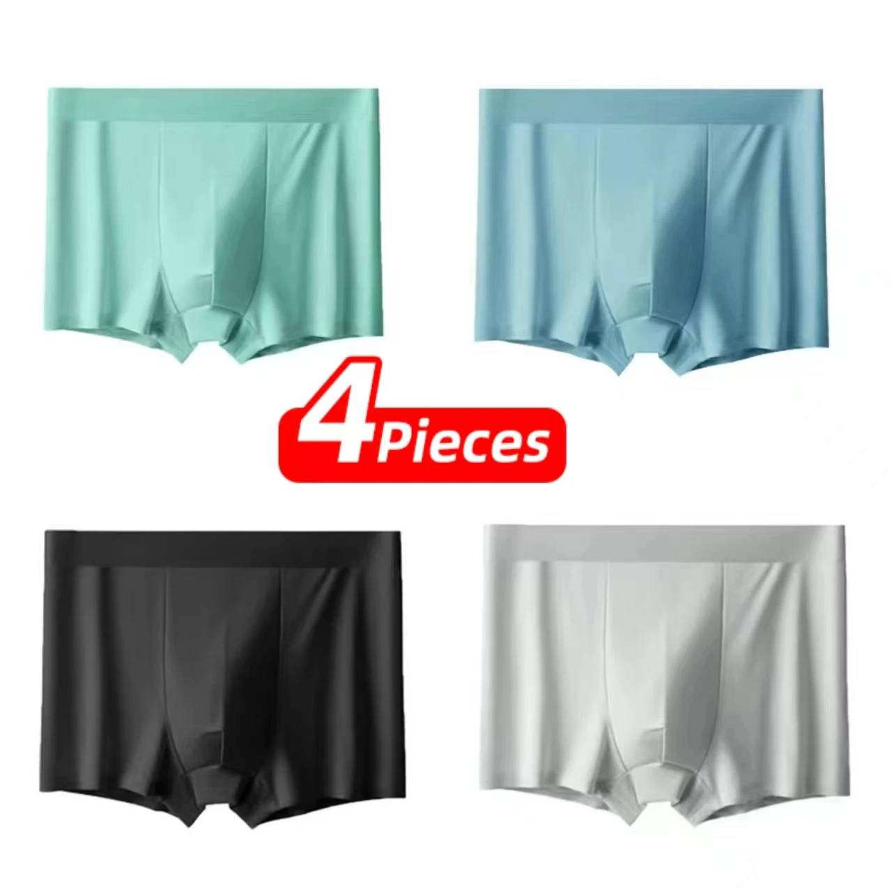 4 PCS Men Boxers Shorts Underpants Underwear 4 Color Mixing XL XXL 3XL Smooth Cool Ventilate Fashion Fitness Sports