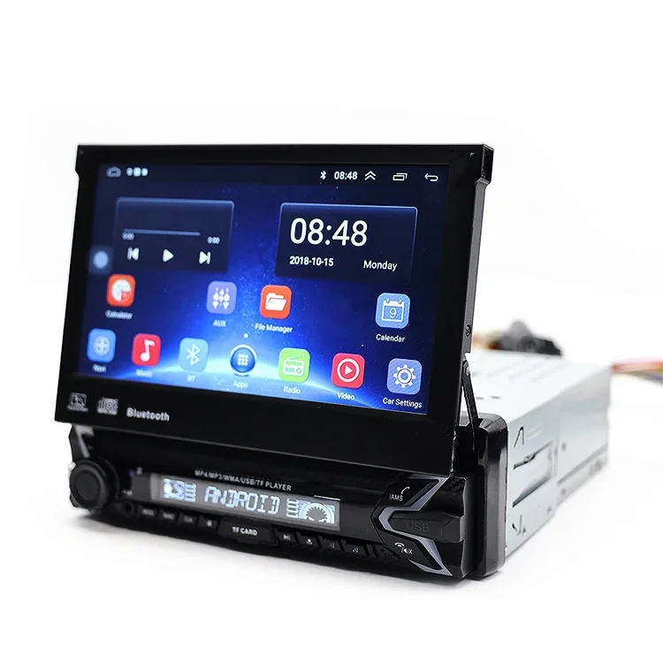 Android 10 single din Automatic Retractable touch screen WIFI gps usb entertainment dvd player for car autoradio