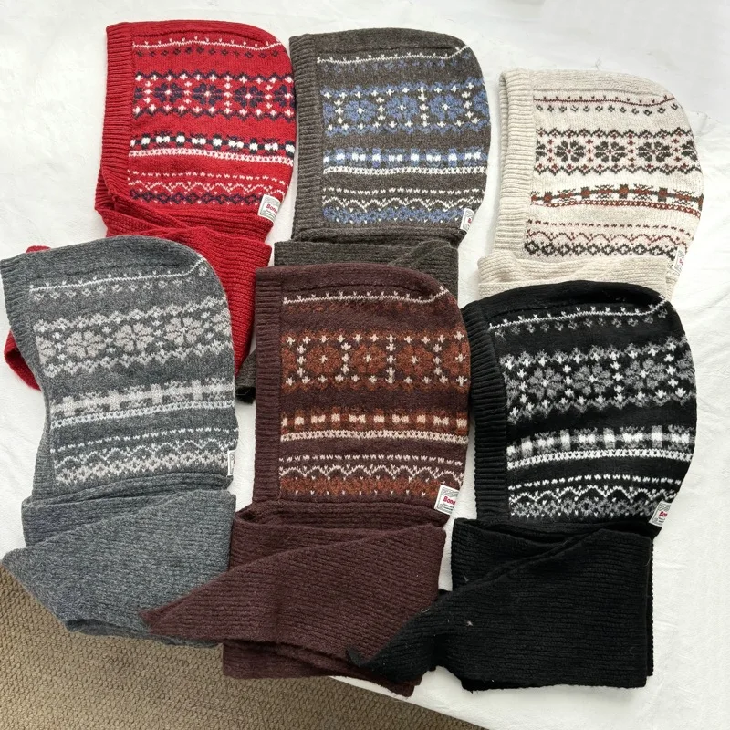 Korean Style Fairisland Balaclava Women's Autumn and Winter Scarf Integrated Warm Knitted Hat Closed Toe Ear Protection Scarf