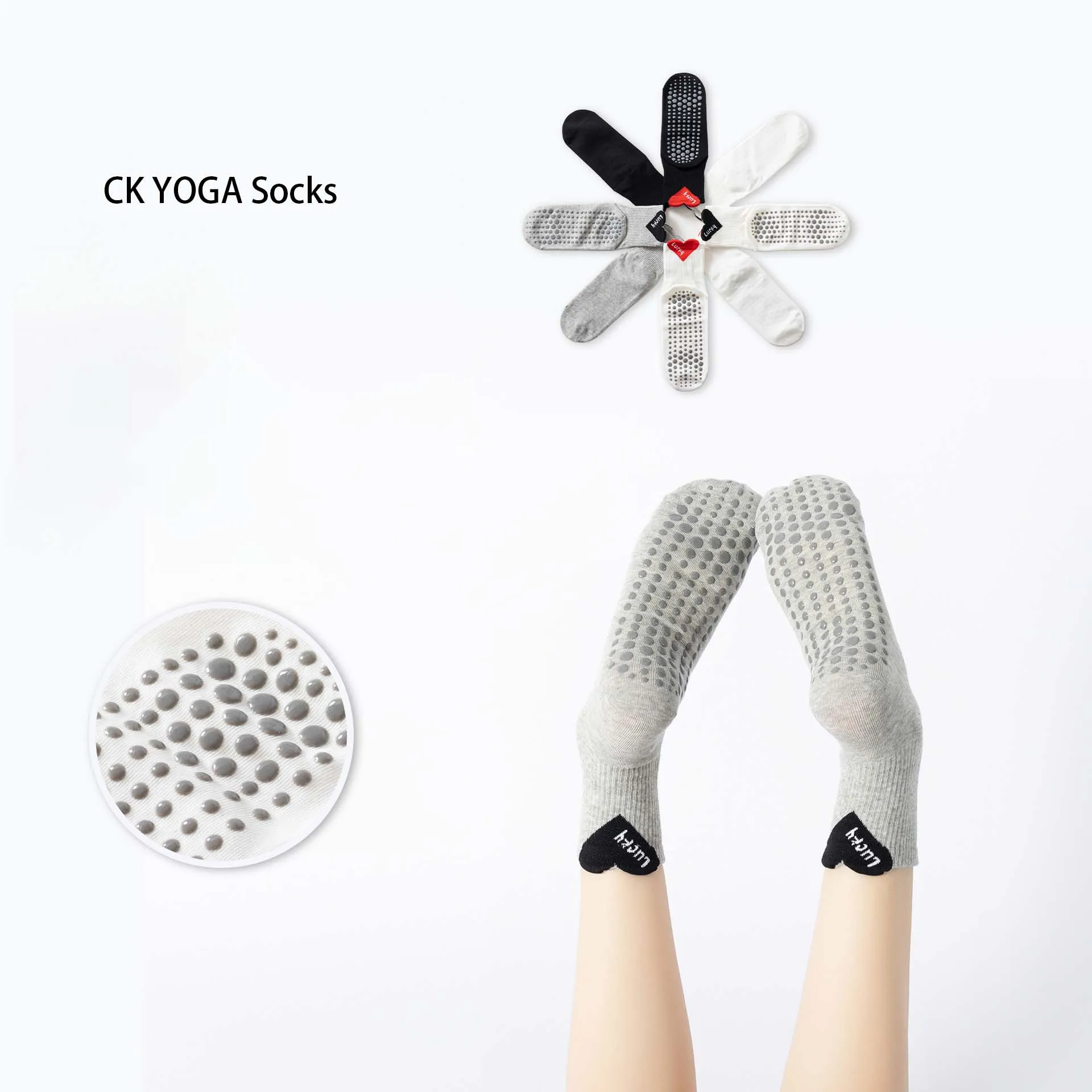 Heart Flower Yoga-Socken für Damen, rutschfeste Bodensport-Wadensocken, modische All-Match-Trend-Pilates-Socken