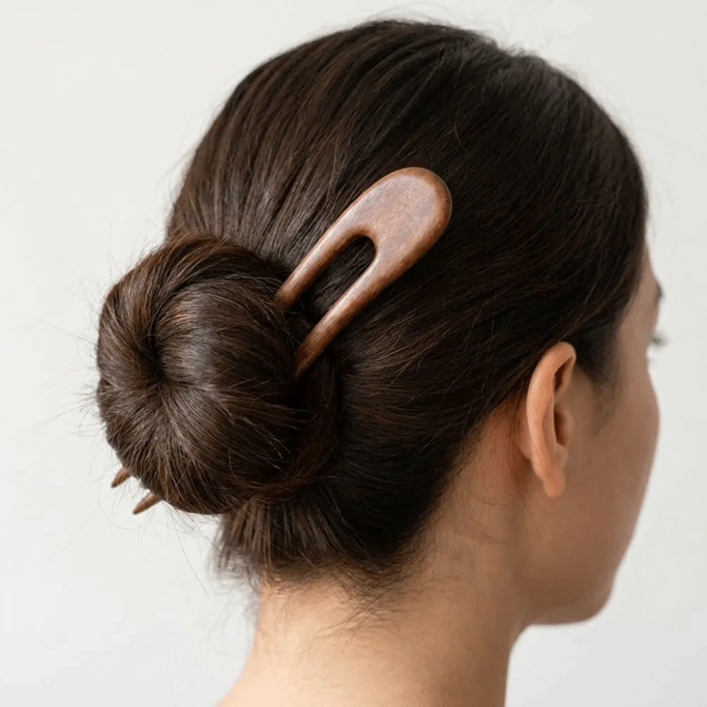 

U Shaped Wooden Hair Sticks Chinese Style Handmade Hair Forks Headdress Headwear Ponytail Hair Bun Maker Hair Styling Tool