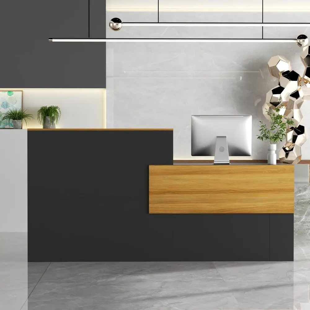 

inches Reception Desk with Counter Modern Front Table Checkout Counter Table Retail Counter for Reception Room,Salon,Office,Sto