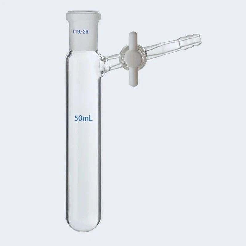 

1PC Lab Glass 10/25/50/100/250ml Grinding mouth Reaction Flask, tube with PTFE piston