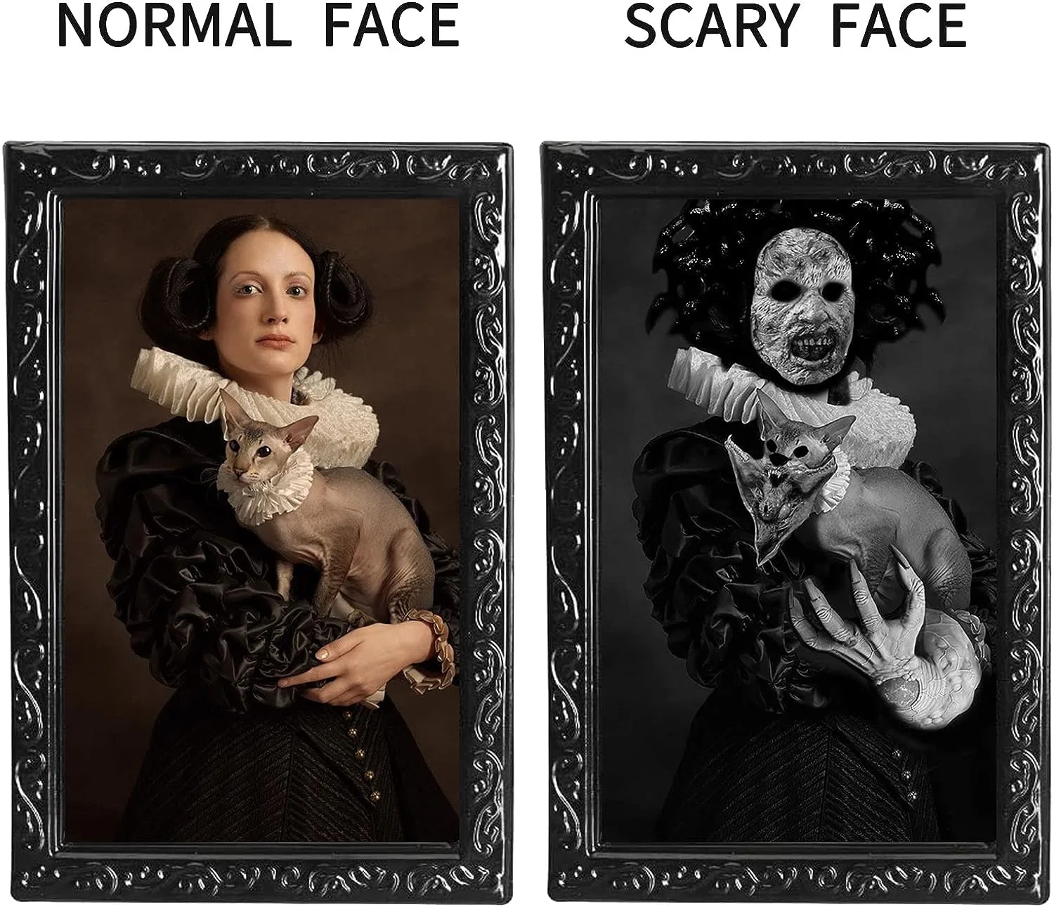 Halloween Decorations 3D Changing Face Moving Picture Frame Portrait Home Outside Horror Scary Wall Props for Halloween Party