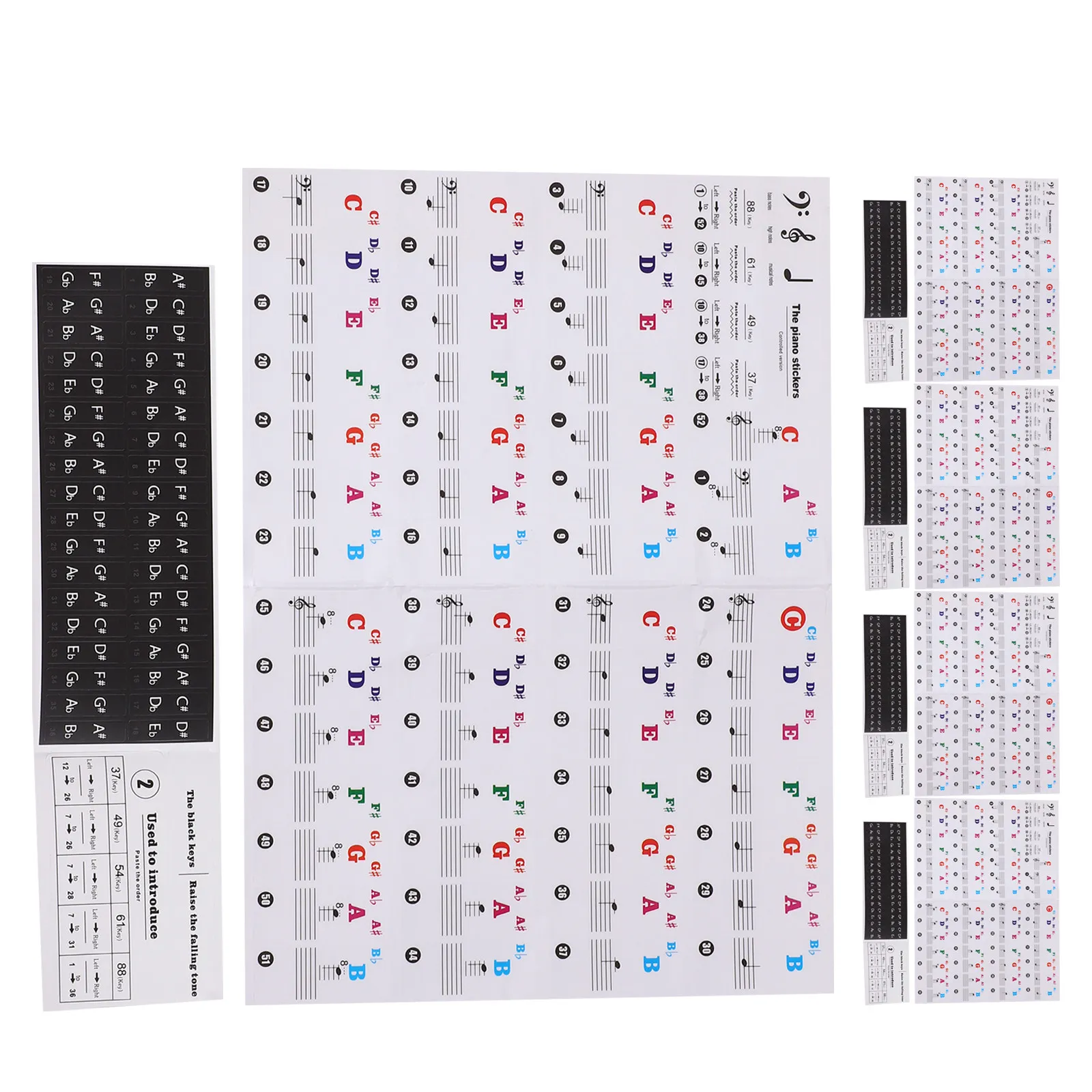 5Pcs Music Note Keyboard Sticker Piano Note Guide For Music Teacher Colorful Stickers Removable Labels Beginners