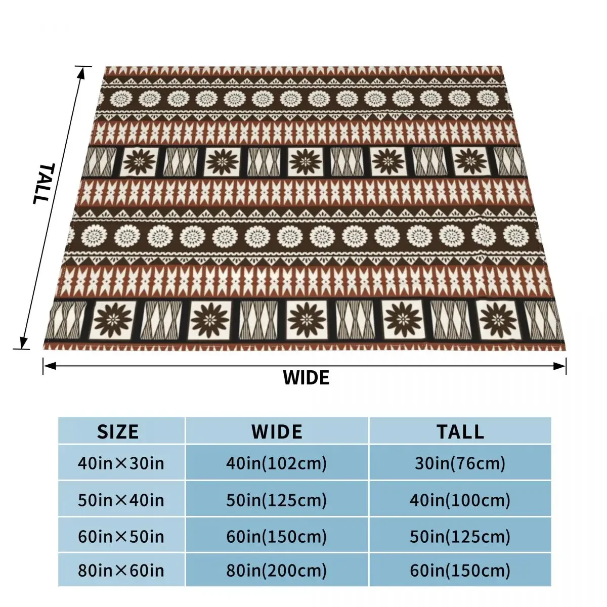 Fijian Masi - Tapa Throw Blanket Soft Beds Softest Blankets