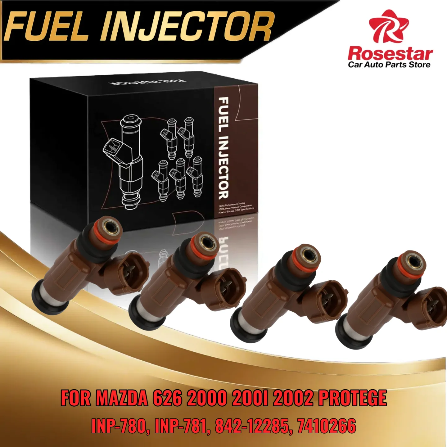 

4 Pack Injector for Mazda 626 2000-2002 Protege 1999-2000 Fit L4 2.0L 1.8L Replace INP-780 INP-781 842-12285 7410266