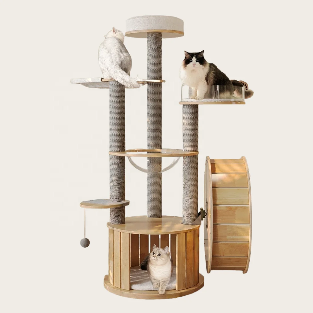Bestseller Wood Silent Treadmill cat Climbing Frame cat Bed Integrated Space cat Tree Scratcher for Playing Sleeping