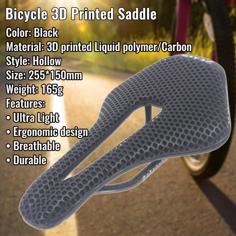 

HEPPE Bicycle 3D Printed Saddle Carbon Rails Ultra Light Saddle MTB Road Bike Seat Custion Cycling Saddle Honeycomb 3D Bike Seat