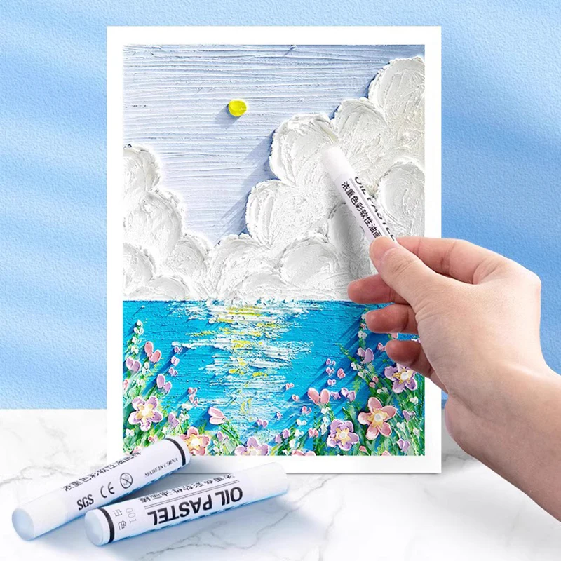 6/12 Pcs Children White Oil Pastel Complementary Color Soft Stick Set for Artist Painting Drawing Art Student School Supplies