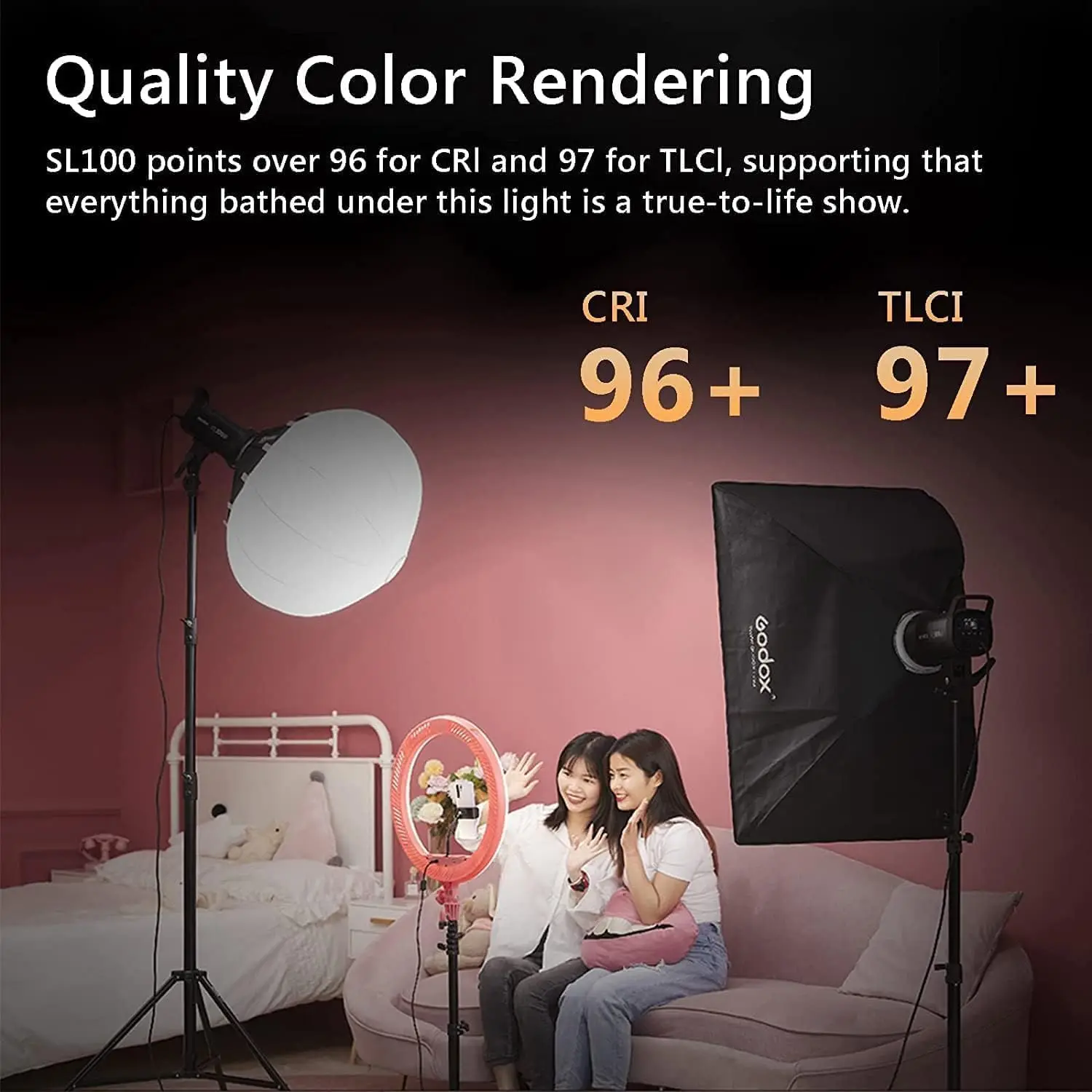 Godox SL100D SL100Bi ضوء النهار ثنائي اللون LED الفيديو الضوئي للتصوير البث المباشر ملء مصباح مع بوينز جبل CRI 96 TLCI 97