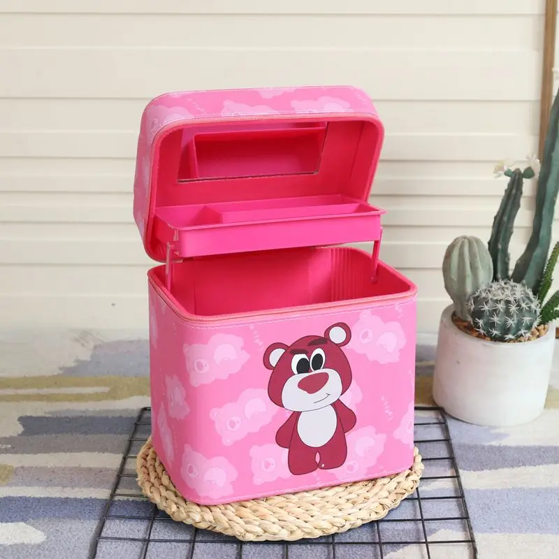 Disney Lotso-Sac à cosmétiques portable, sac de rangement de grande capacité, motif de dessin animé créatif, doux et mignon, simple et à la mode