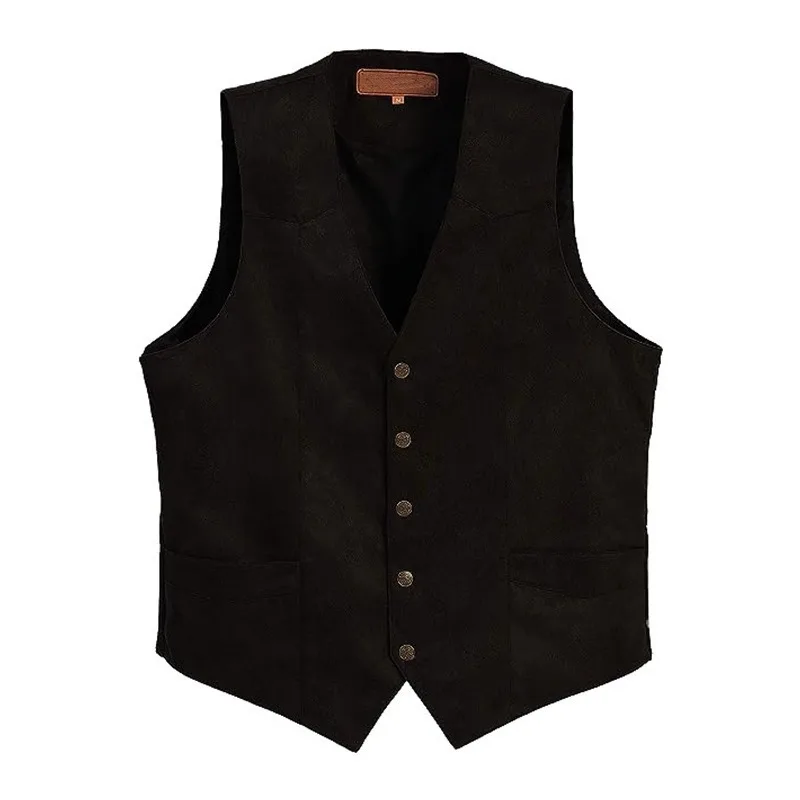 

Men's Suede Slim Fit V-Neck Vest Retro Business Formal Waistcoat for Wedding & Daily Wear