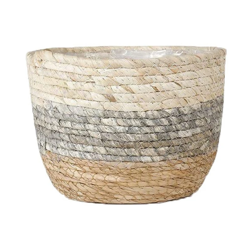 Straw Weaving Flower Basket, Grass Planter, Indoor and Outdoor Pots, Containers for Plantable Plants