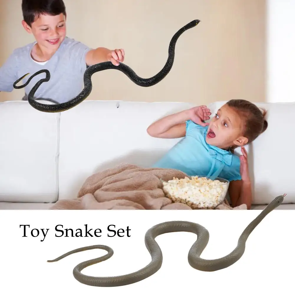 Rubber Snake Scare Gags Toy Fake Realistic Snake Simulation Anaconda Scary Halloween To Scare Birds Props Prank Trick Toy Gifts