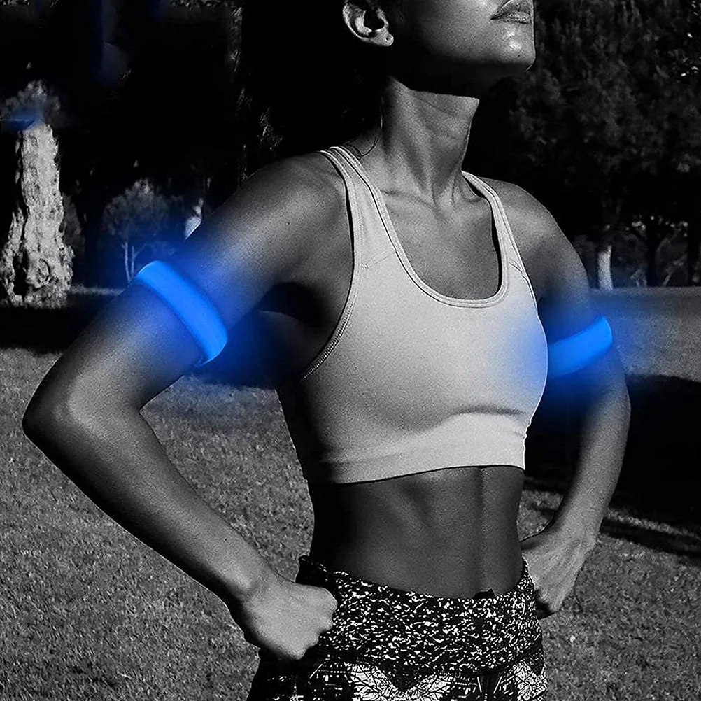 

2Pcs Glowing Arm Band Sports Armband Adjustable Reflective Wristband Night Running Gear Rechargeable LED Bracelet Camping Hiking