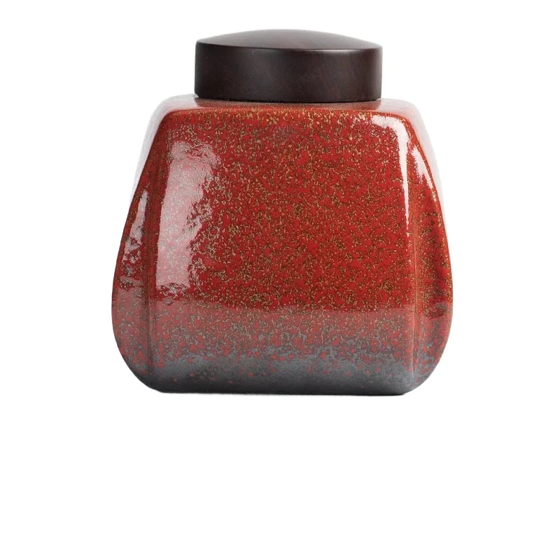 

:Ceramic Wooden Lid Tea Caddy Household Condiment Storage Cans Candy and Dried Fruit Storage Jars Desktop Decorations Gifts