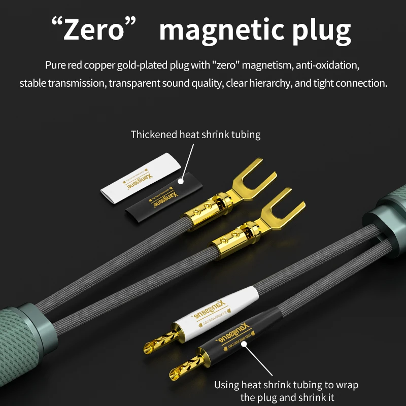 Xangsane 6N OCC speaker cable 2 * 5.26mm ² HiFi amplifier main speaker connection wire gold-plated U-shaped banana plug
