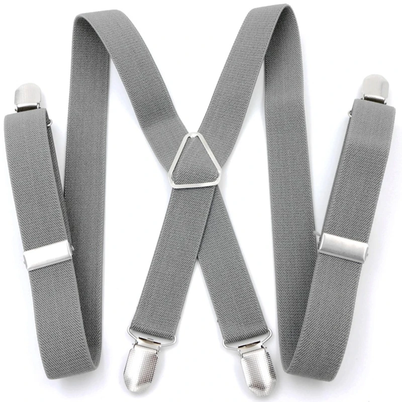 25mm Wide Men Suspenders High Elastic Adjustable 4 Strong Clips Suspender Heavy Duty X Back Trousers Braces