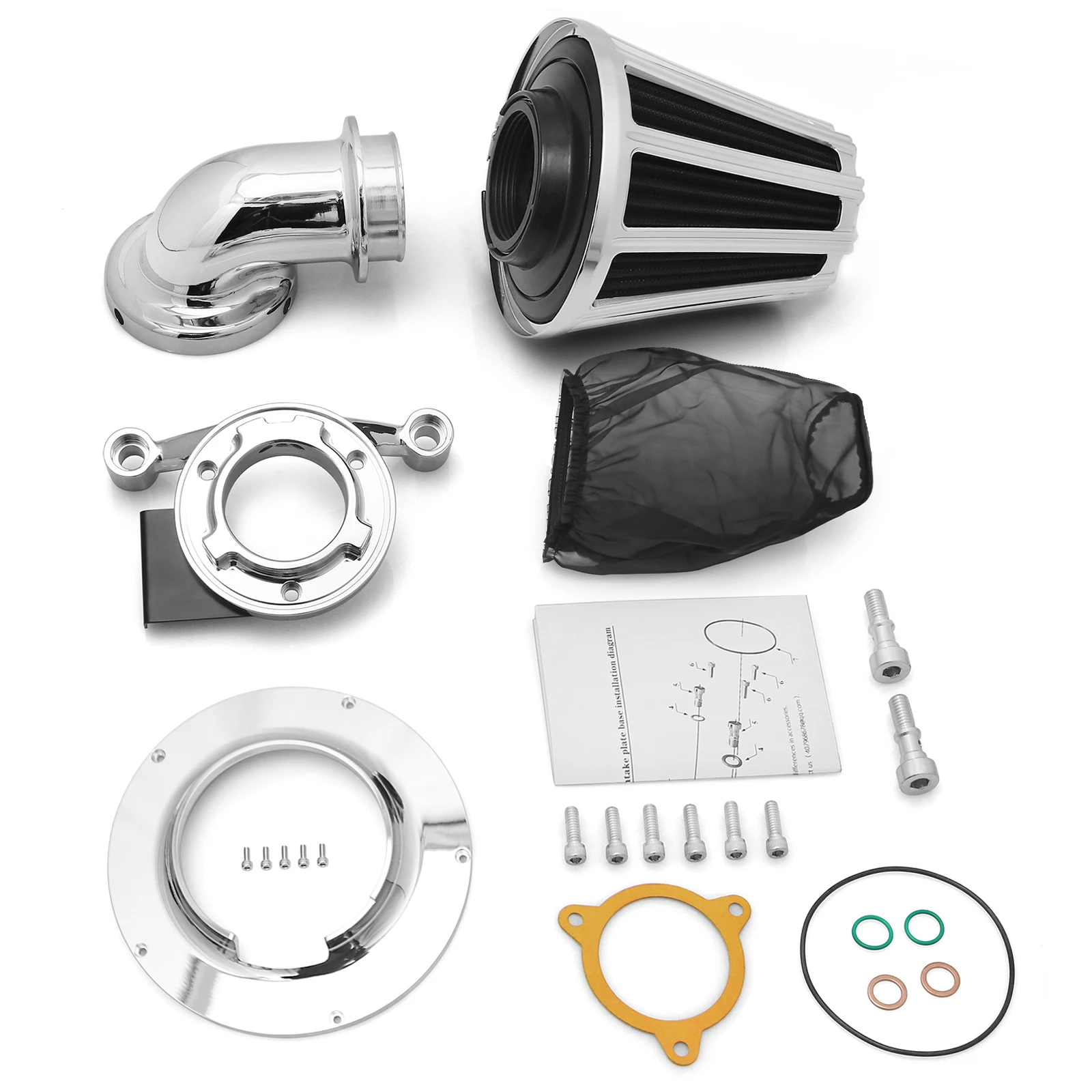 Gauge Cut Inverted Cone High Flow Air Cleaner Intake System for  Sportster Dyna Softail & Touring