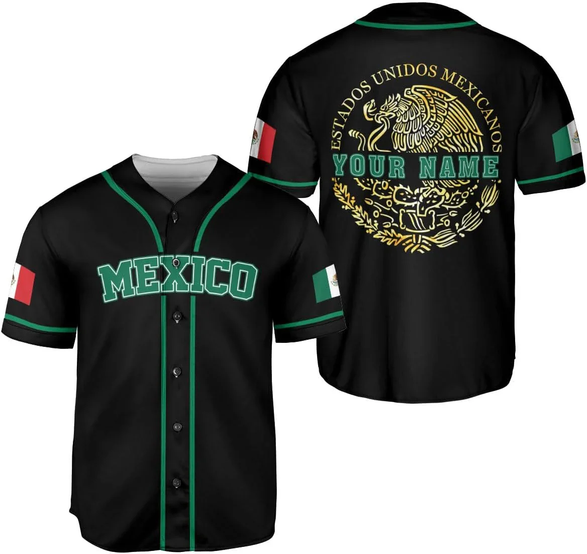 Custom Name Mexico Flag & Coat Of Arms 3D Printed Fashion Men's Baseball Shirt Summer Street Unisex Baseball Jersey KZ30